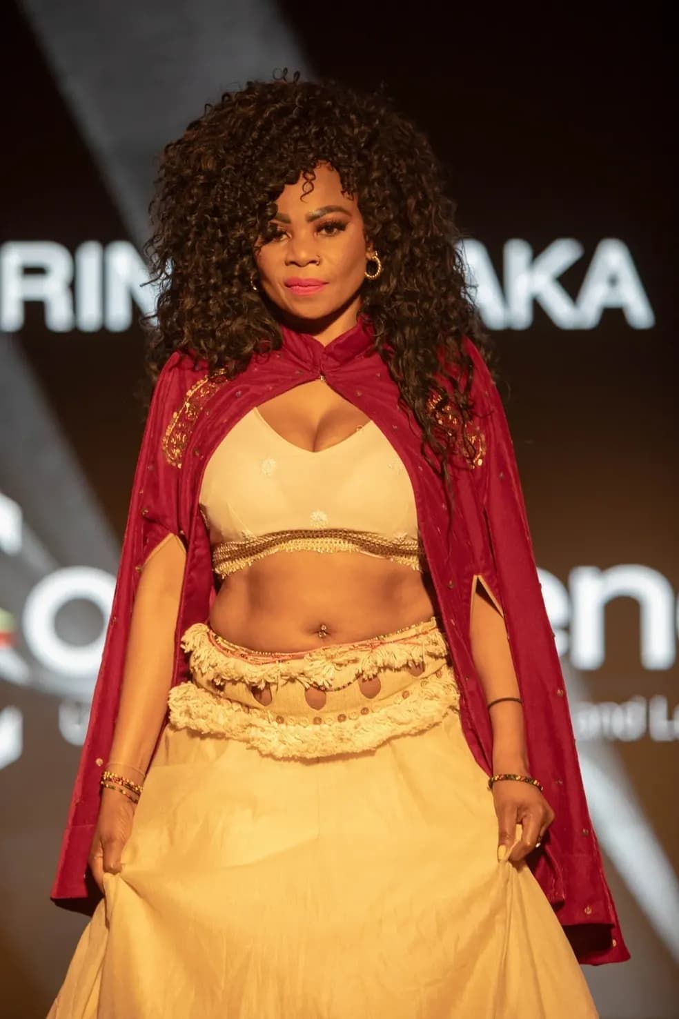 Airwalks runway, draped gold ensemble